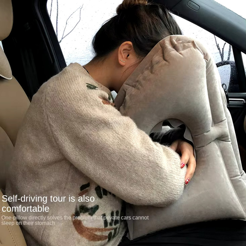 Travel Accessories For Long Haul Flights - หมอนเดินทางเป่าลมอุปกรณ์เสริมการเดินทางสำหรับเที่ยวบินระยะไกลรถยนต์รถประจำทางรถไฟงีบหลับในสำนักงานนอนสีเทา
