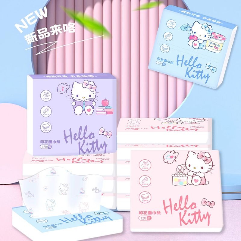 Travel Accessories Girly - กระดาษทิชชู่ลายเฮลโลคิตตี้แบบใหม่ แพ็ค 6 ชิ้น กระดาษทิชชู่พกพา 3