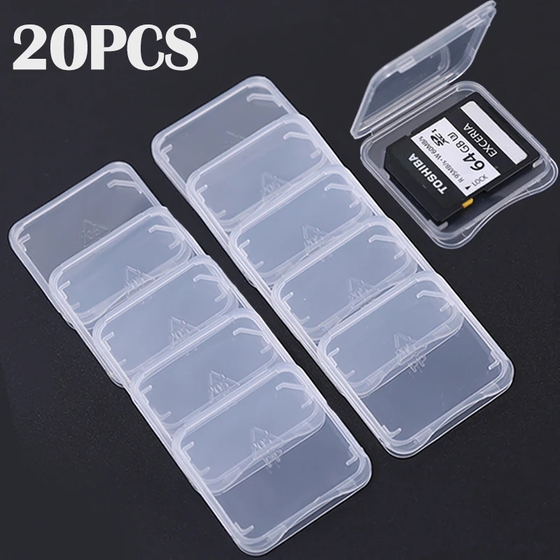 Sim Card Holder Case - 20/10/5/1PCS TF/SD การ์ดหน่วยความจําป้องกันกรณีผู้ถือกล่องแบบพกพา Mini CLEAR ซิมการ์ดป้องกันฝุ่นกล่อง