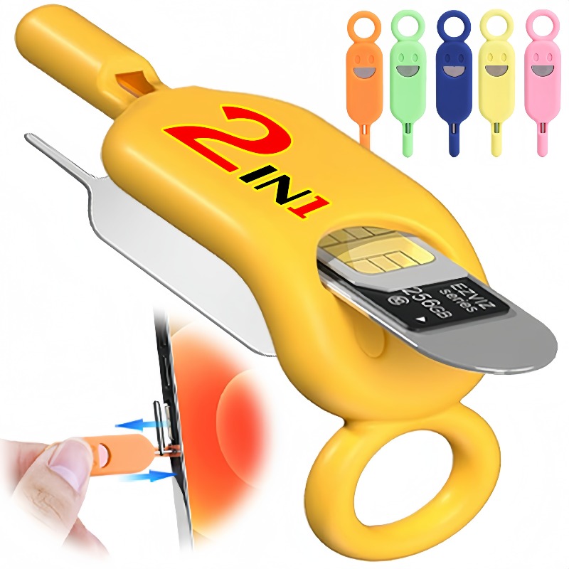 Sim Card Holder Case - พวงกุญแจใส่ซิมการ์ดพร้อมเครื่องมือเข็มจิ้ม กล่องเก็บป้องกันการสูญหายสำหรับการ์ดหน่วยความจำซิมไมโคร SD สำหรับโทรศัพท์ทั้งหมดเครื่องมือสากล