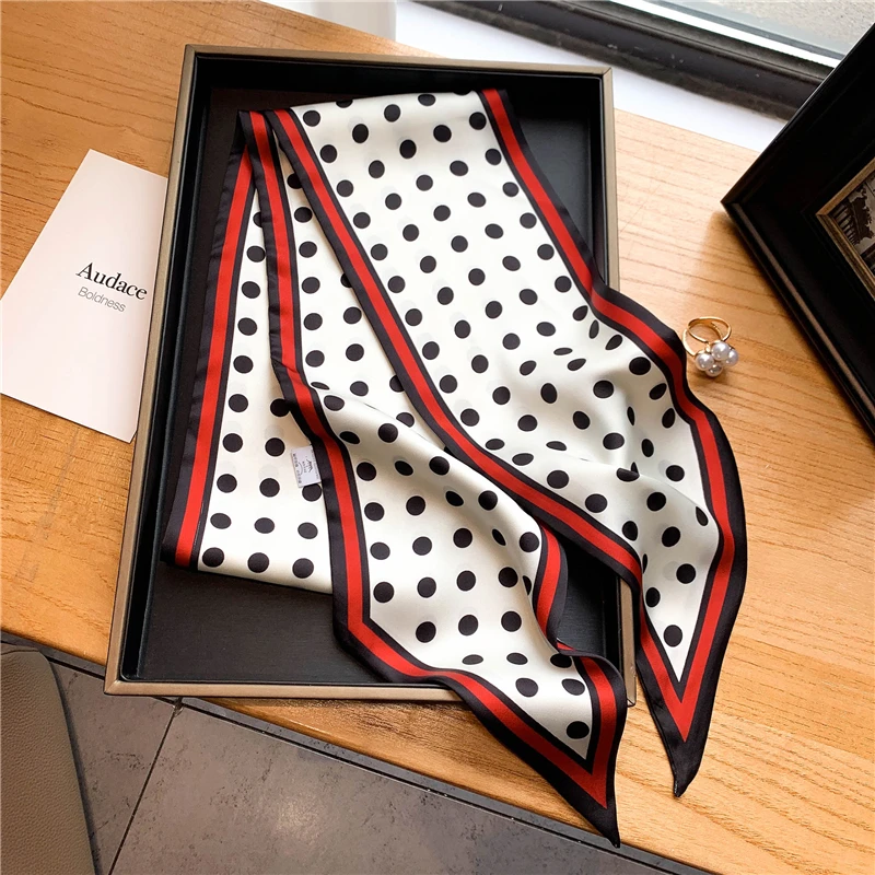 Travel Accessories Luxury - หรูหรายาวผ้าพันคอผ้าไหมหญิงสัตว์ม้าพิมพ์บางแคบผ้าพันคอกระเป๋าผมวงริบบิ้นผ้าพันคอผู้หญิง Neckerchief