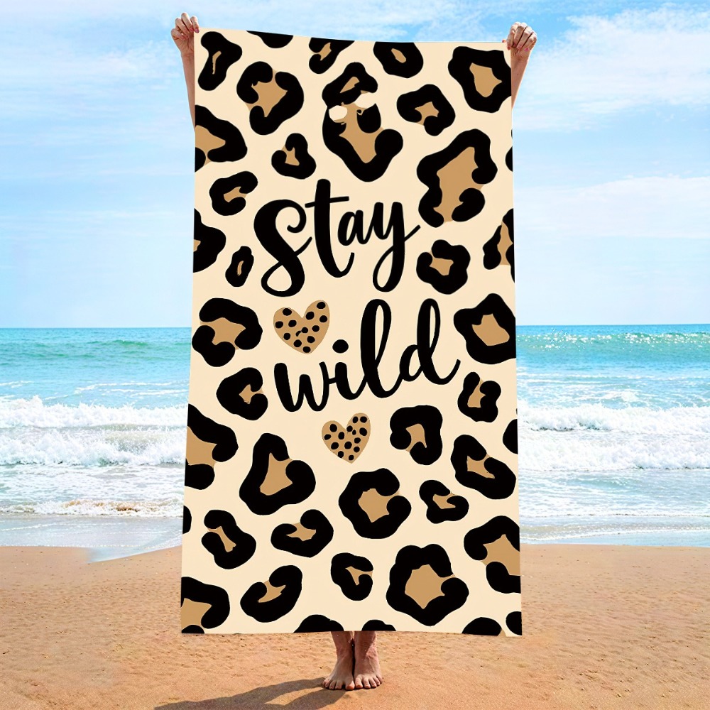 Travel Towel Quick Dry - ผ้าขนหนูชายหาดแห้งเร็วลายเสือดาว 27.5x55 นิ้ว ผ้าขนหนูไมโครไฟเบอร์ ผ้าขนหนูอาบน้ำ ผ้าห่มปิกนิกสำหรับการเดินทางกลางแจ้ง