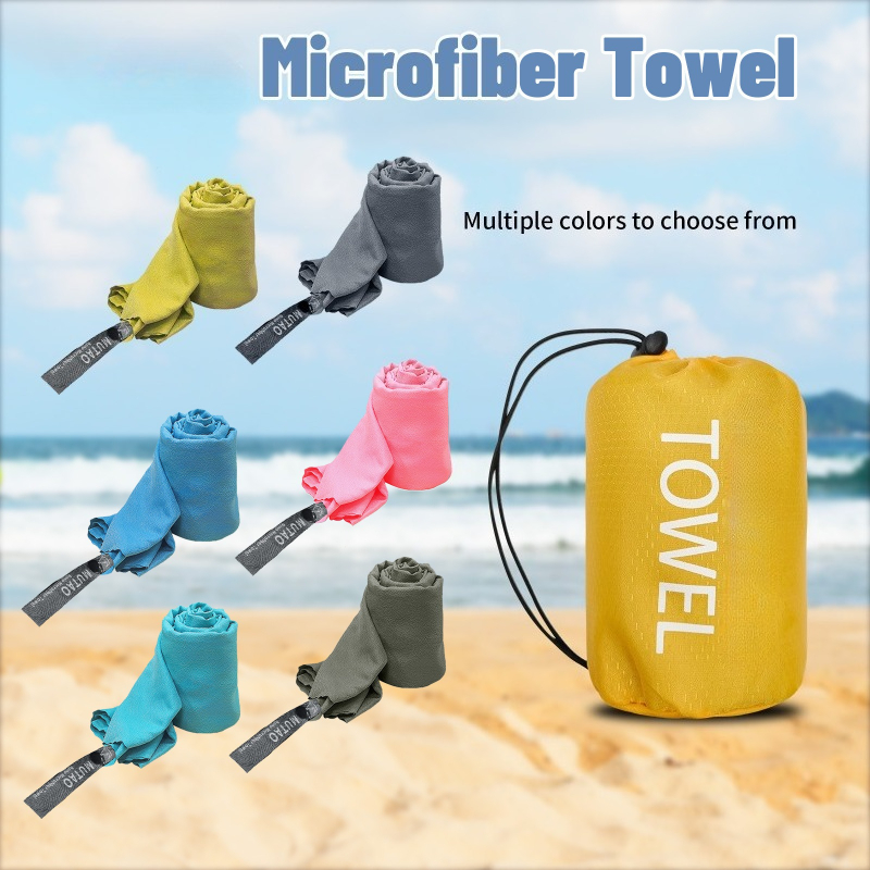 Travel Towel Quick Dry - ผ้าขนหนูไมโครไฟเบอร์แห้งเร็วสำหรับตั้งแคมป์ ท่องเที่ยว และออกกำลังกาย ขนาดกะทัดรัด ดูดซับน้ำได้ดี น้ำหนักเบา