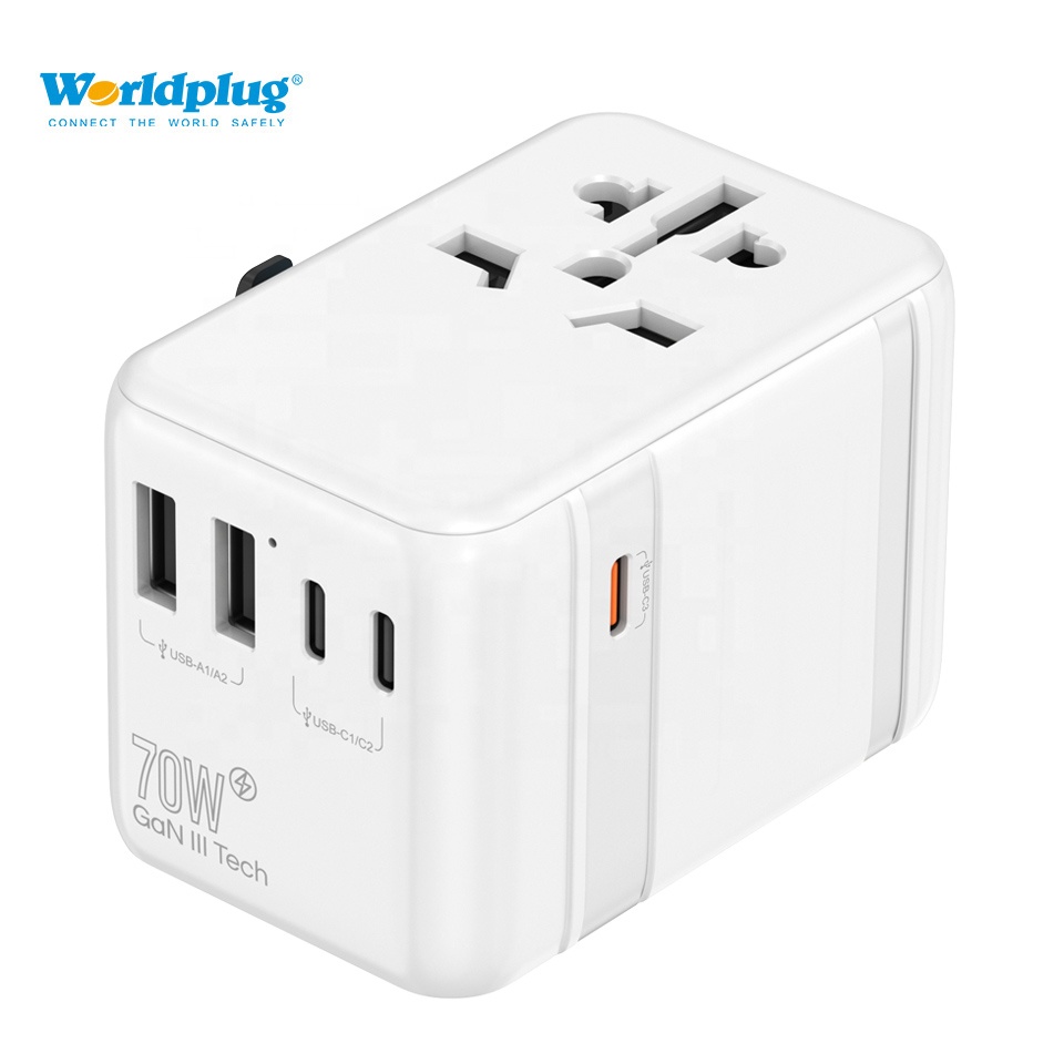 Travel Adapter Universal - อะแดปเตอร์แปลงไฟแบบสากลสำหรับใช้ทั่วโลก พร้อมพอร์ต USB สำหรับชาร์จโทรศัพท์มือถือ แล็ปท็อป และอุปกรณ์อื่นๆ