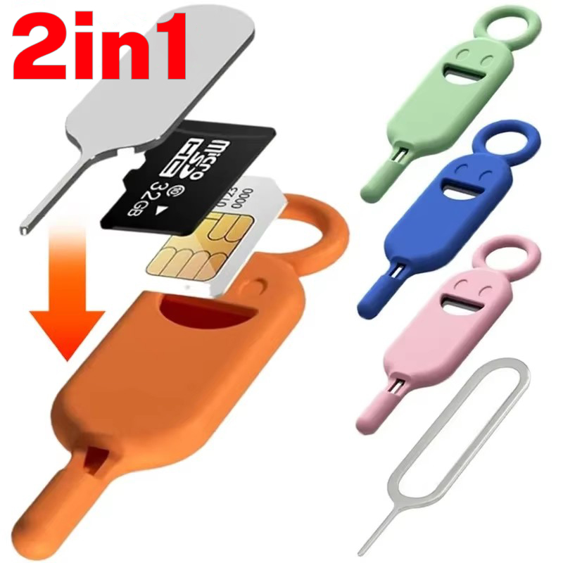 Sim Card Holder Case - 2in1ถอดซิมการ์ดได้เข็มพินพร้อมที่ใส่อุปกรณ์ป้องกันกันสูญหายสำหรับเก็บซิมการ์ด
