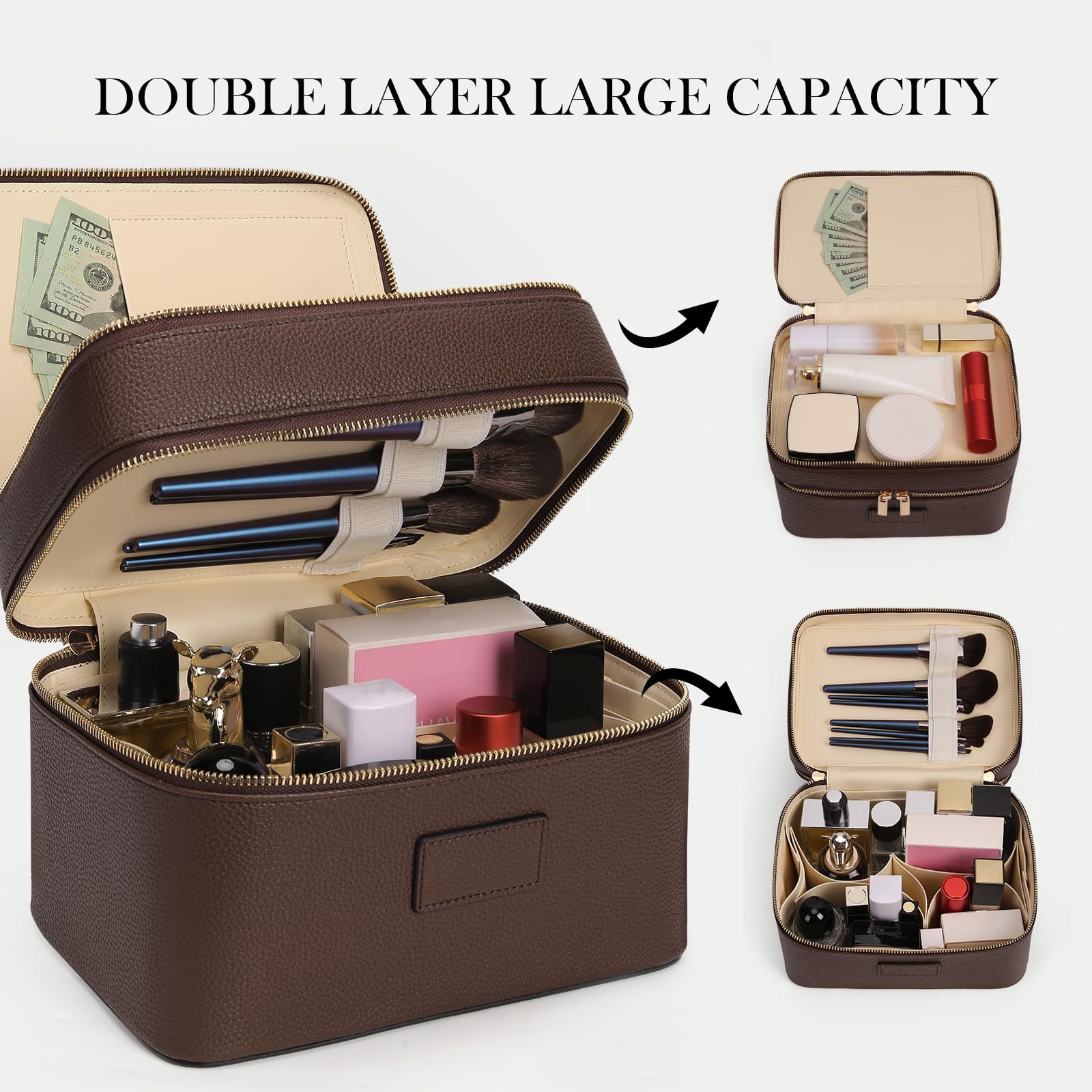 กระเป๋าเครื่องสำอางค์สองชั้นขน - Travel Accessories Luxury บทวิจารณ์และราคา