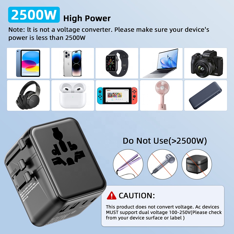 อะแดปเตอร์แปลงไฟ PD 100W GaN ช - Travel Adapter Universal บทวิจารณ์และราคา