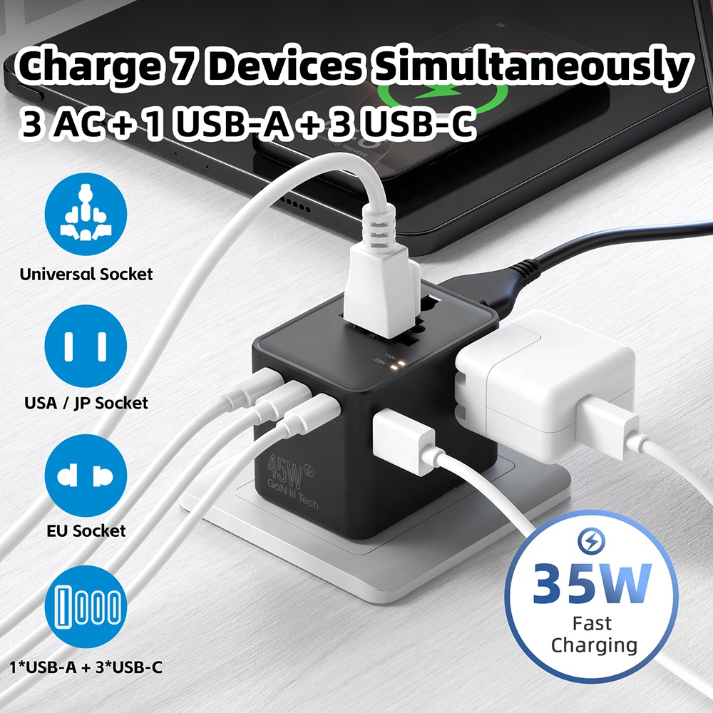 อะแดปเตอร์แปลงไฟ GaN 35W สำหรั - Travel Adapter Universal บทวิจารณ์และราคา