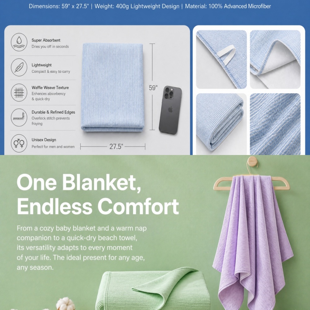BRLPONVE ผ้าฝ้าย 100% ผ้าเช็ดต - Travel Towel Quick Dry บทวิจารณ์และราคา